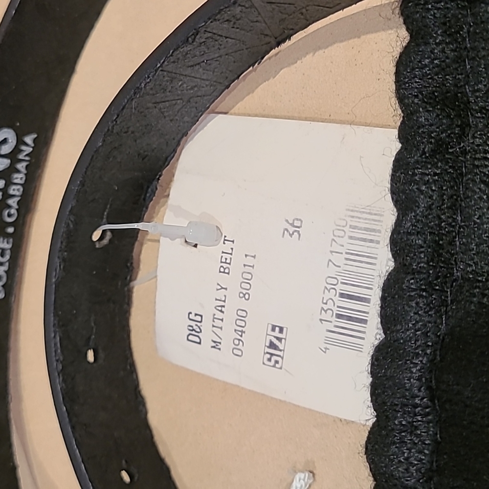 DOLCE AND GABBANA jeans Belt black leather with chrome signature logo buckle - Picture 5 of 9